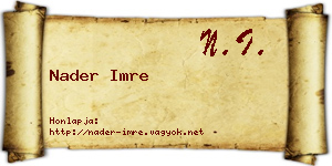 Nader Imre névjegykártya